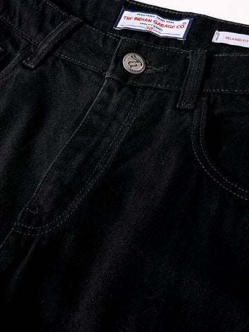 Men's Black Relaxed Fit Solid The Eternity Series Jeans