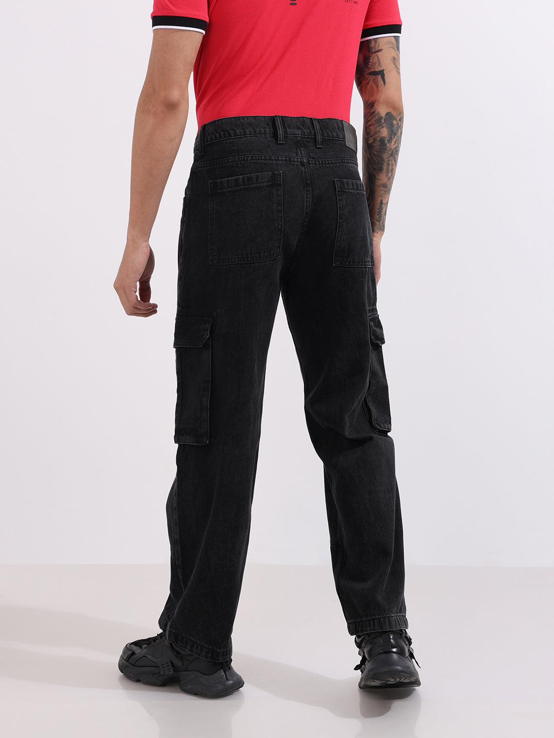 Men's Black Relaxed Fit Solid The Eternity Series Jeans