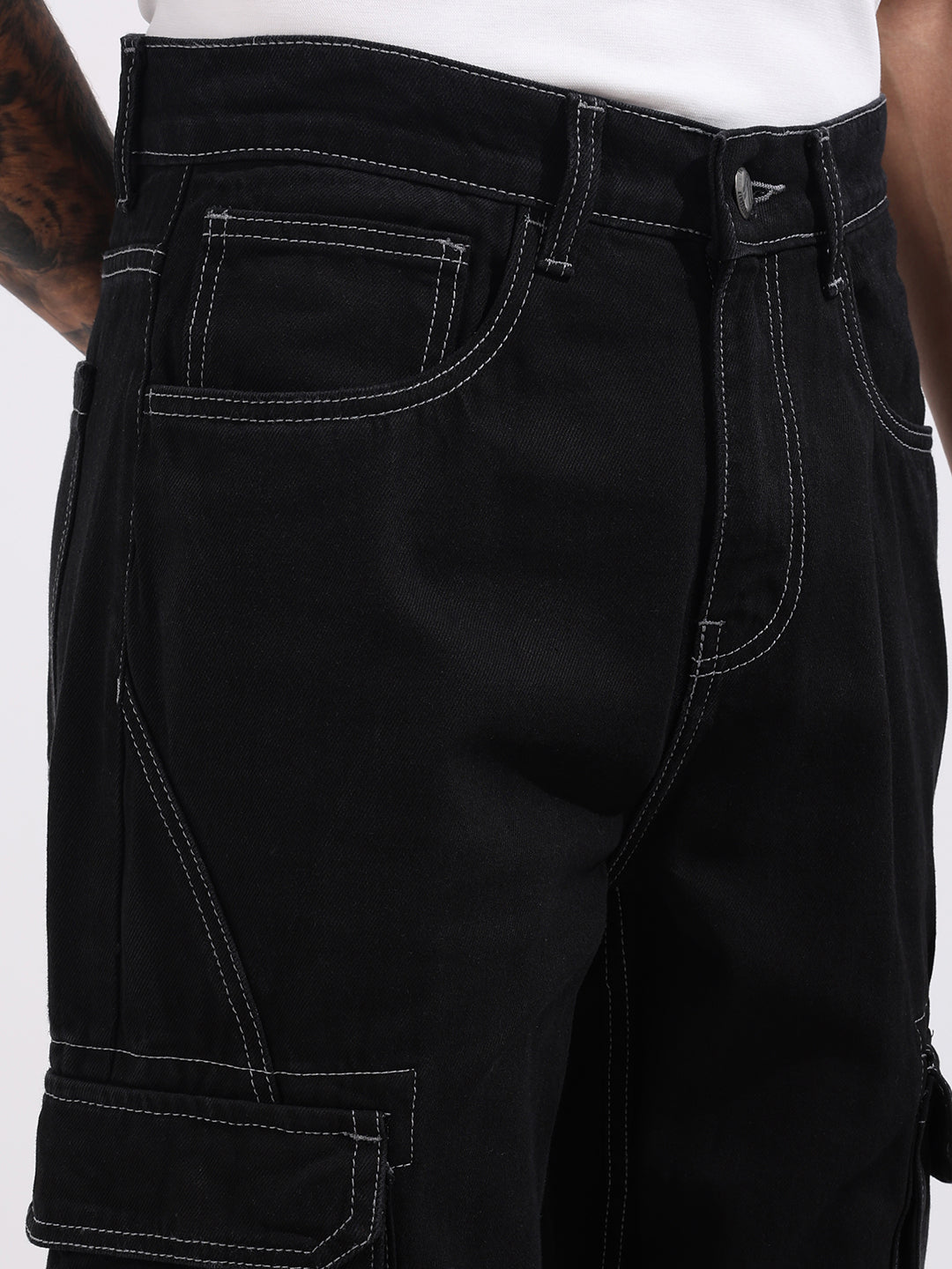 Men's Black Relaxed Fit Solid The Eternity Series Jeans