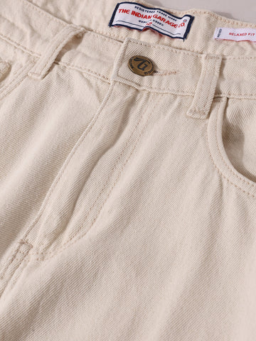 Men's White Relaxed Fit Solid The Eternity Series Jeans