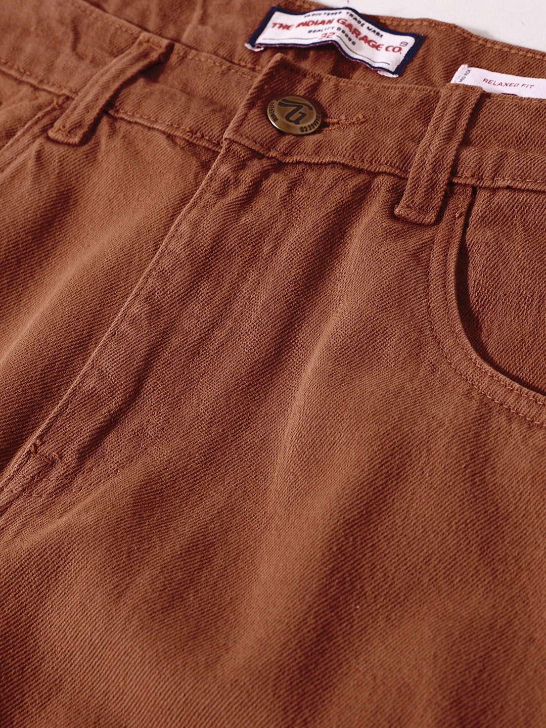 Men's Brown Relaxed Fit Solid The Eternity Series Jeans