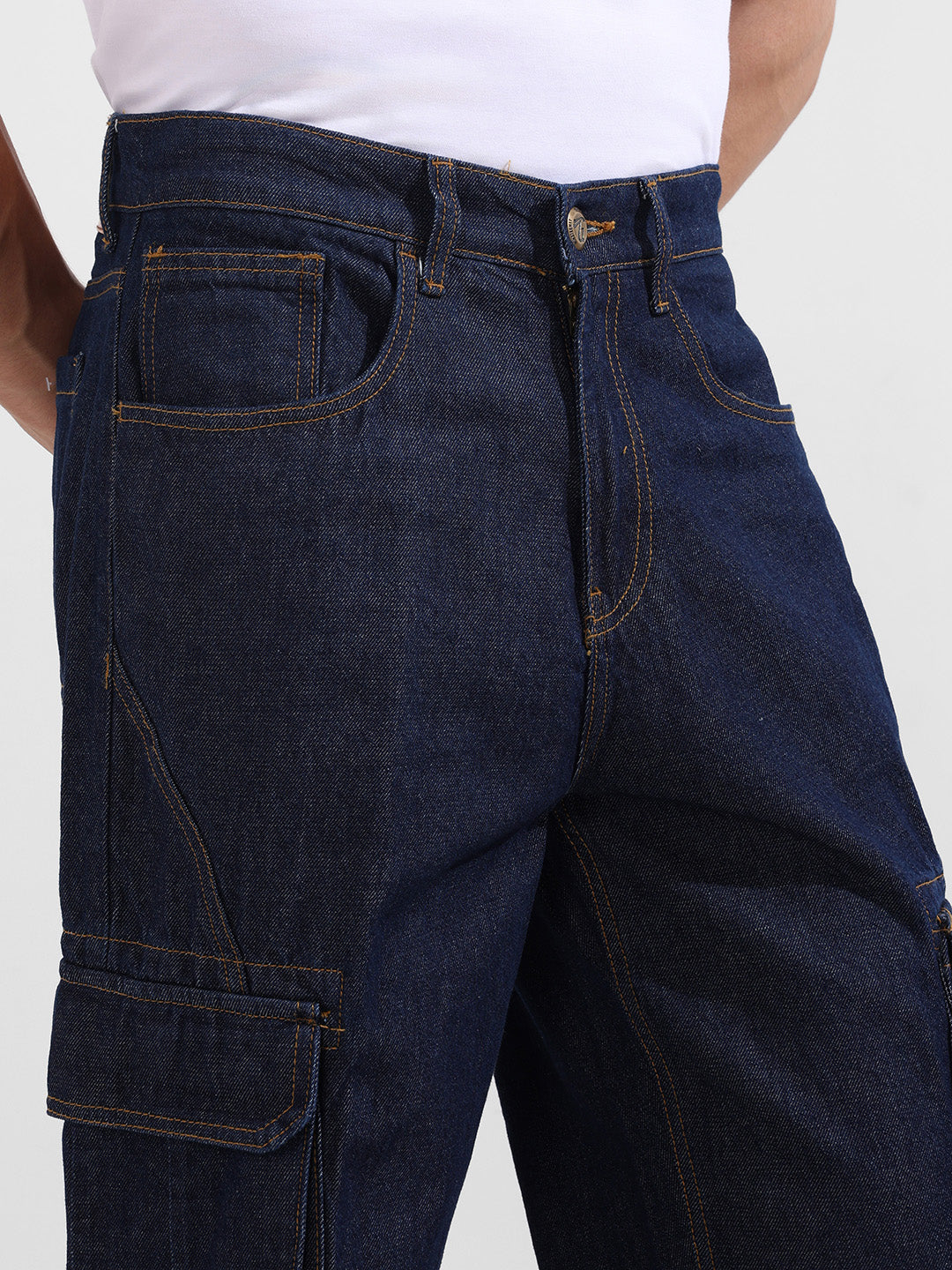Men's Blue Relaxed Fit Solid Casual Jeans