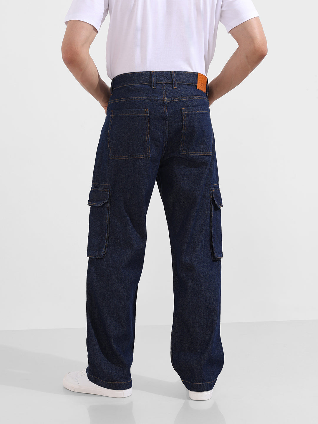 Men's Blue Relaxed Fit Solid Casual Jeans