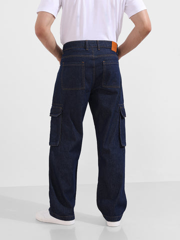 Men's Blue Relaxed Fit Solid Casual Jeans