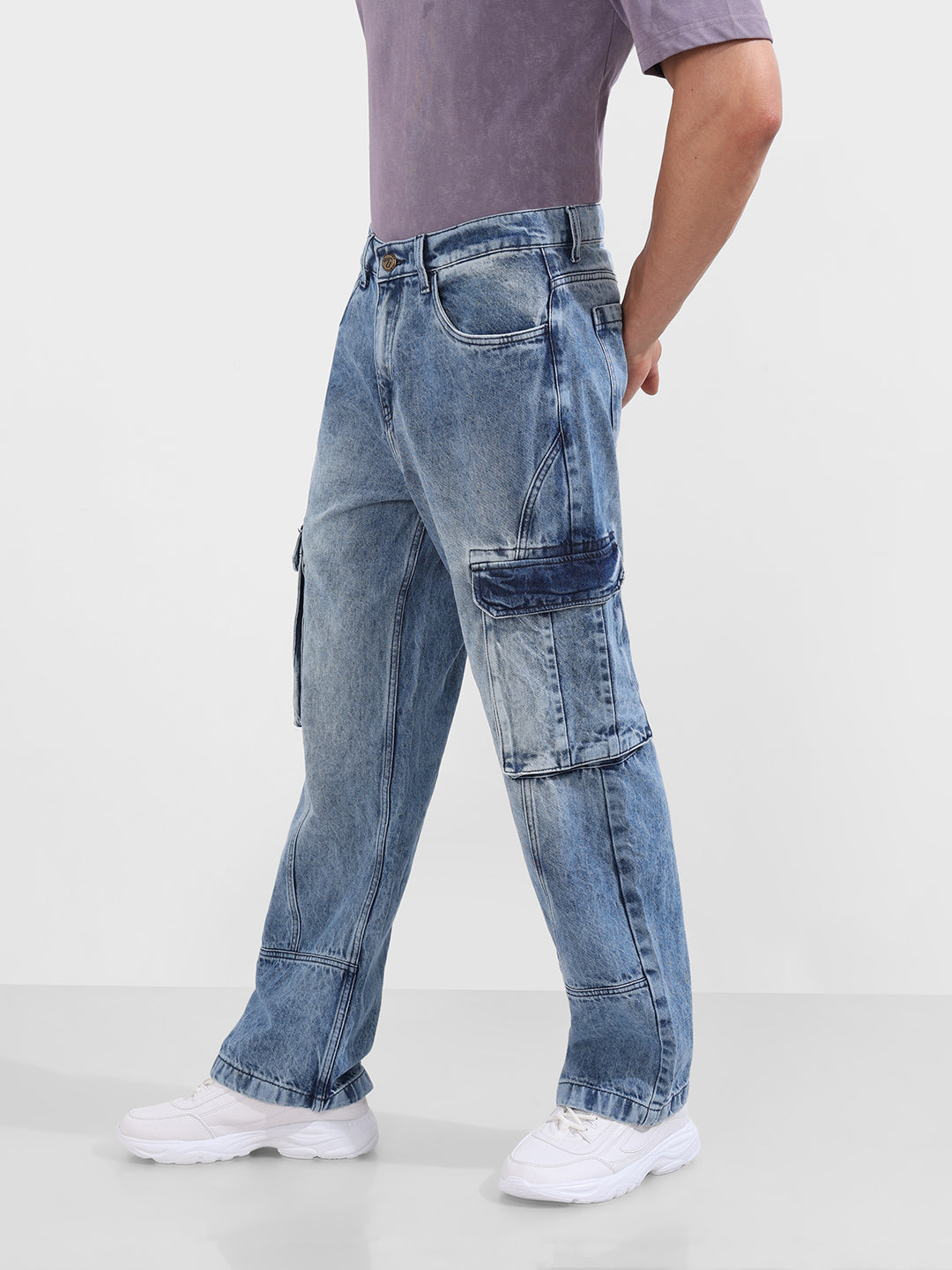 Men's Blue Relaxed Fit Solid The Eternity Series Jeans