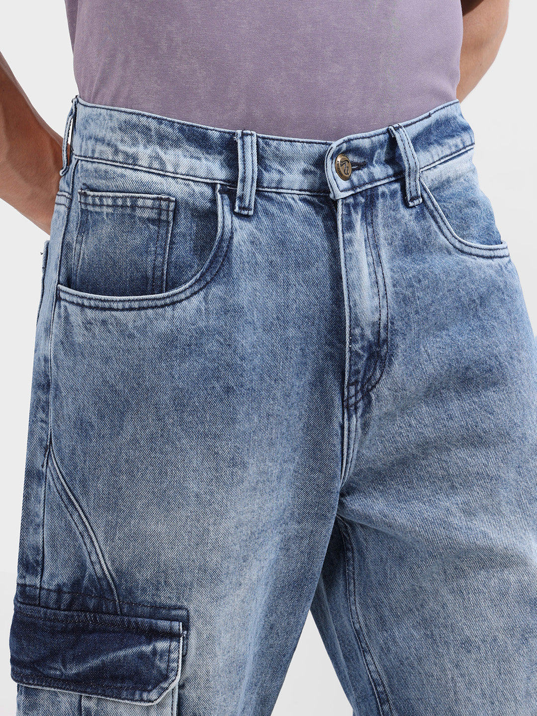 Men's Blue Relaxed Fit Solid The Eternity Series Jeans