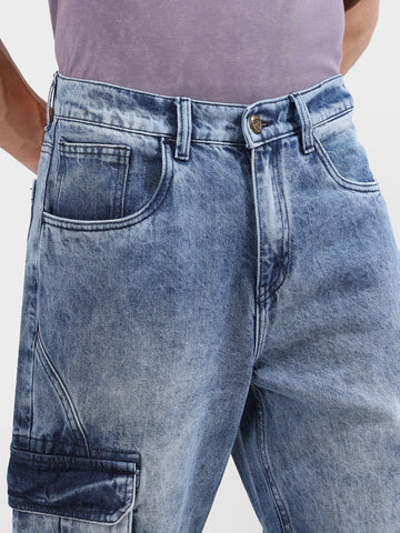 Men's Blue Relaxed Fit Solid The Eternity Series Jeans