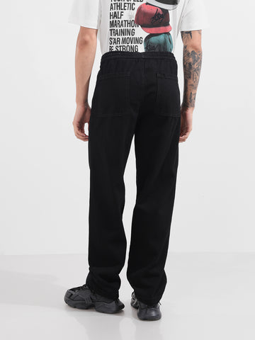 Men's Black Relaxed Fit Solid The Eternity Series Jeans