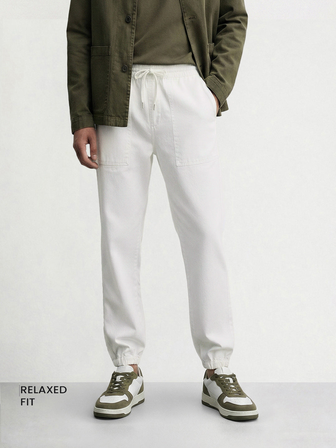 Men's White Relaxed Fit Solid The Eternity Series Jeans