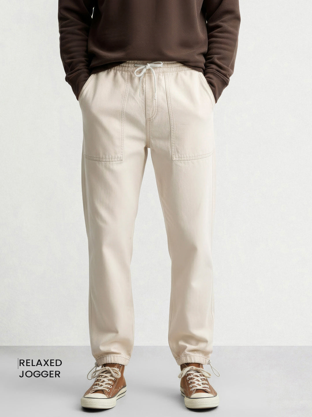 Men's White Relaxed Fit Solid The Eternity Series Jeans