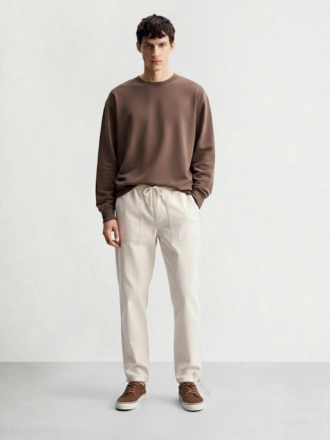 Men's White Relaxed Fit Solid The Eternity Series Jeans