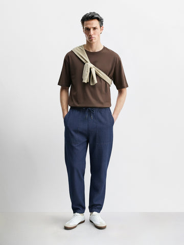 Men's Blue Relaxed Fit Solid Casual Jeans