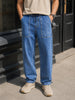 Men's Blue Relaxed Fit Solid Denim Joggers