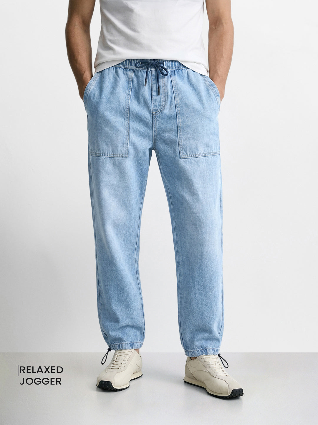 Men's Blue Relaxed Fit Solid Casual Jeans