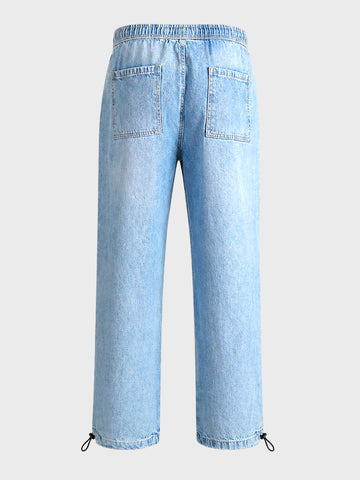 Men's Blue Relaxed Fit Solid Casual Jeans