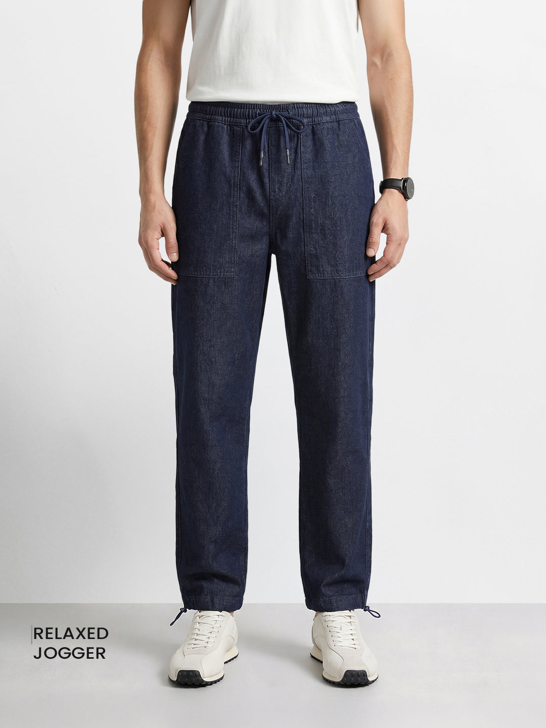 Men's Blue Relaxed Fit Solid Casual Jeans
