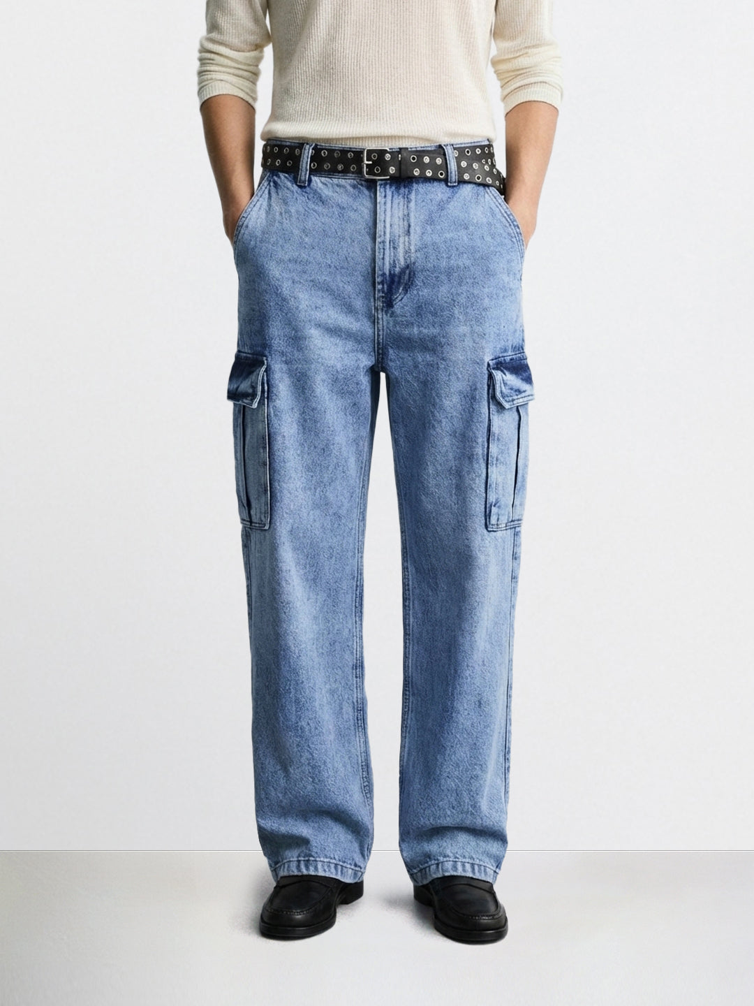 Men's Blue Relaxed Fit Solid Casual Jeans