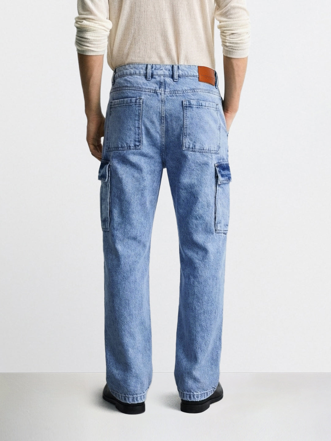 Men's Blue Relaxed Fit Solid Casual Jeans