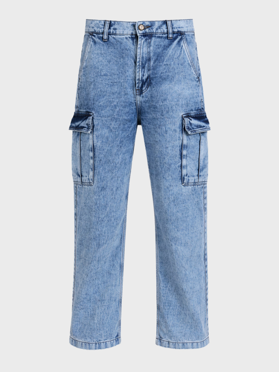 Men's Blue Relaxed Fit Solid Casual Jeans