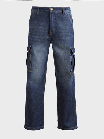 Men's Blue Relaxed Fit Solid Casual Jeans