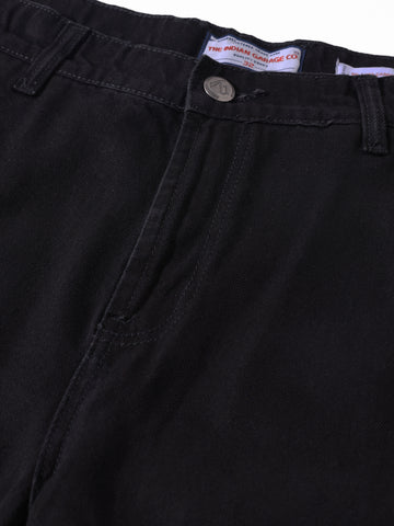 Men's Black Relaxed Fit Solid Casual Jeans