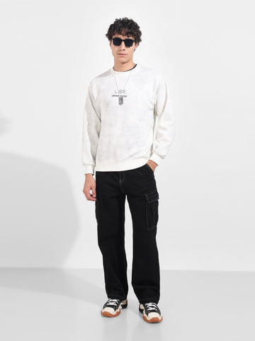 Men's Black Relaxed Fit Solid Casual Jeans