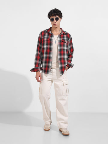 Men's White Relaxed Fit Solid Casual Jeans