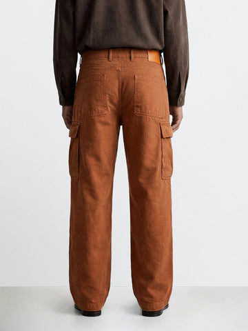 Men's Brown Relaxed Fit Solid Casual Jeans