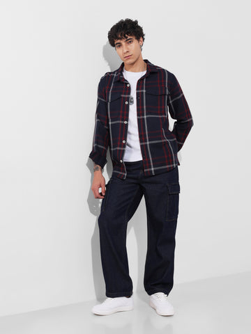 Men's Blue Relaxed Fit Solid Casual Jeans