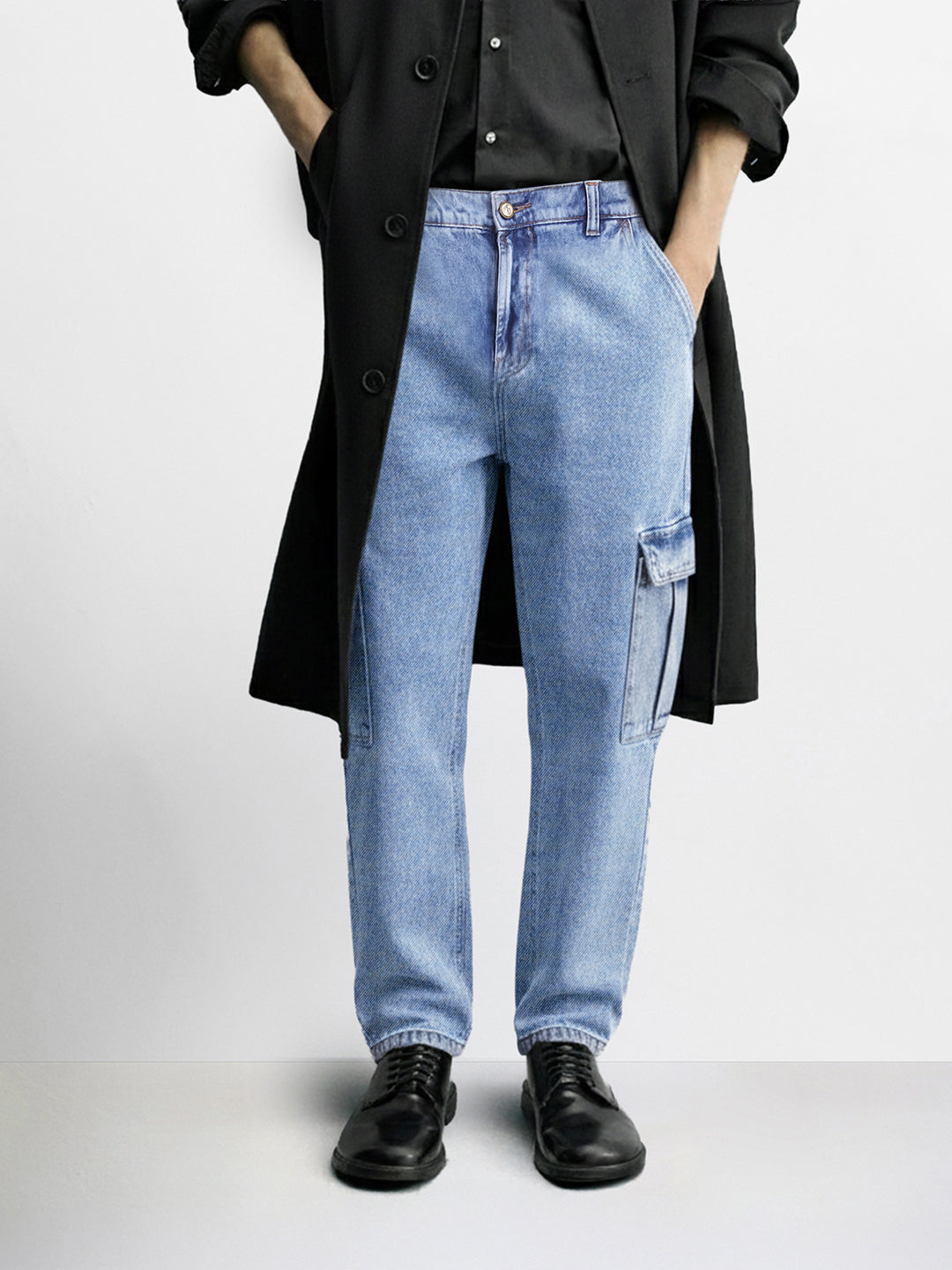 Men's Blue Relaxed Fit Solid Casual Jeans