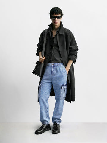 Men's Blue Relaxed Fit Solid Casual Jeans