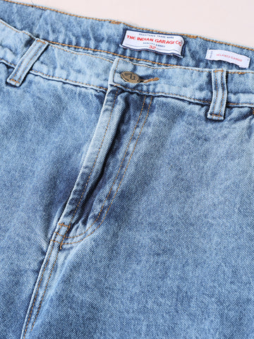 Men's Blue Relaxed Fit Solid Casual Jeans