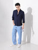 Men's Blue Relaxed Fit Solid Casual Jeans