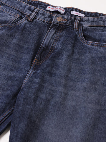 Men's Blue Relaxed Fit Solid Casual Jeans