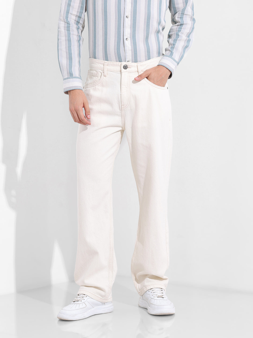 Men's White Relaxed Fit The Eternity Series Jeans