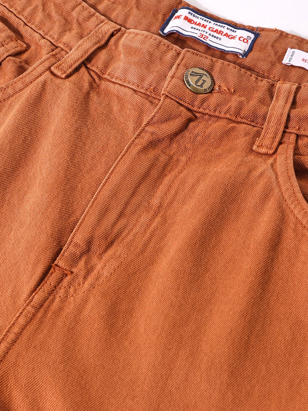 Men's Brown Relaxed Fit Solid Casual Jeans