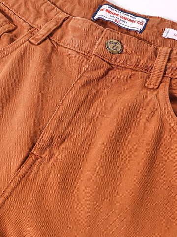 Men's Brown Relaxed Fit Solid Casual Jeans