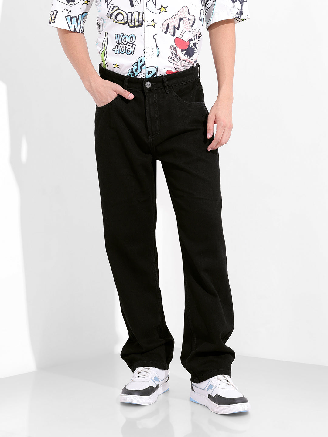 Men's Black Relaxed Fit Casual Jeans