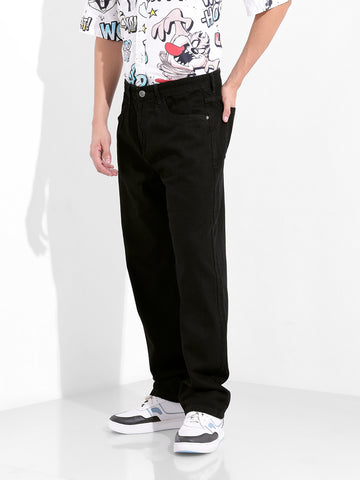 Men's Black Relaxed Fit Casual Jeans