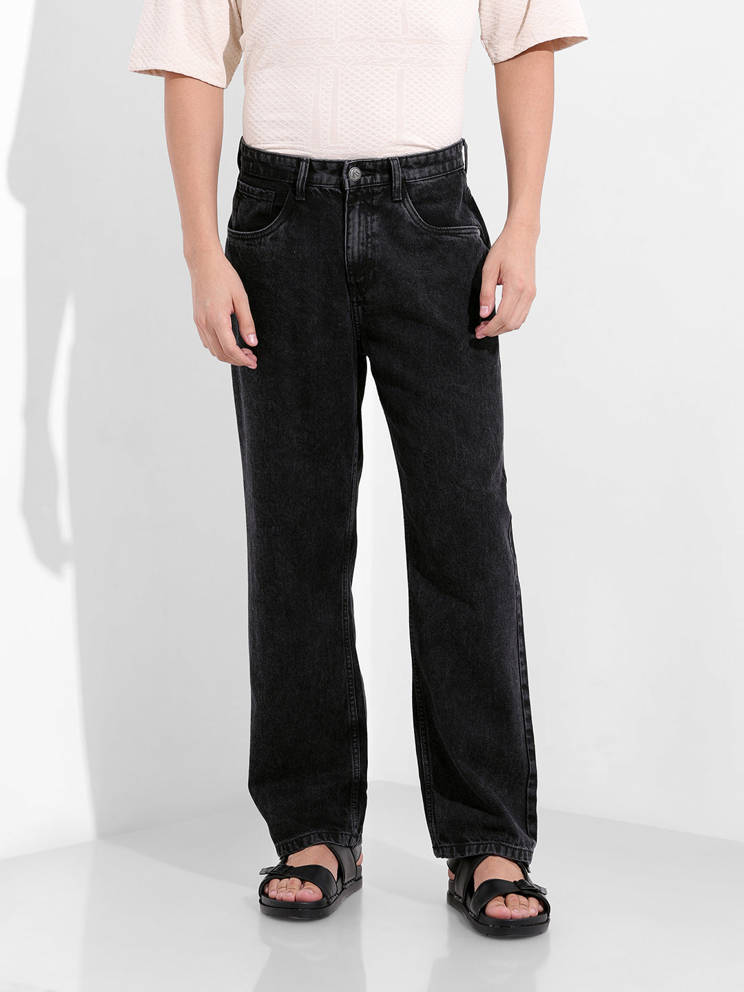 Men's Black Relaxed Fit Casual Jeans