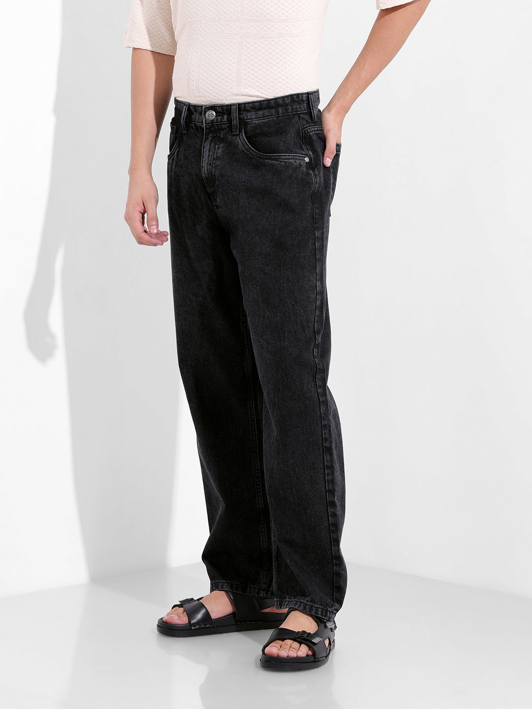 Men's Black Relaxed Fit Casual Jeans