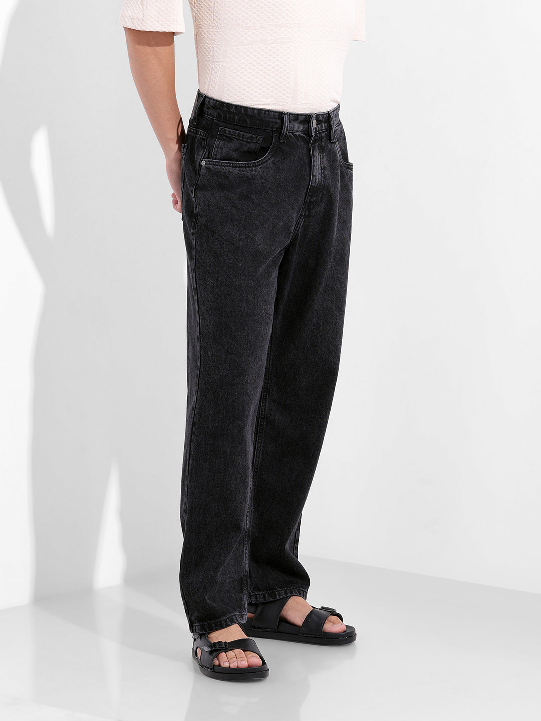 Men's Black Relaxed Fit Casual Jeans