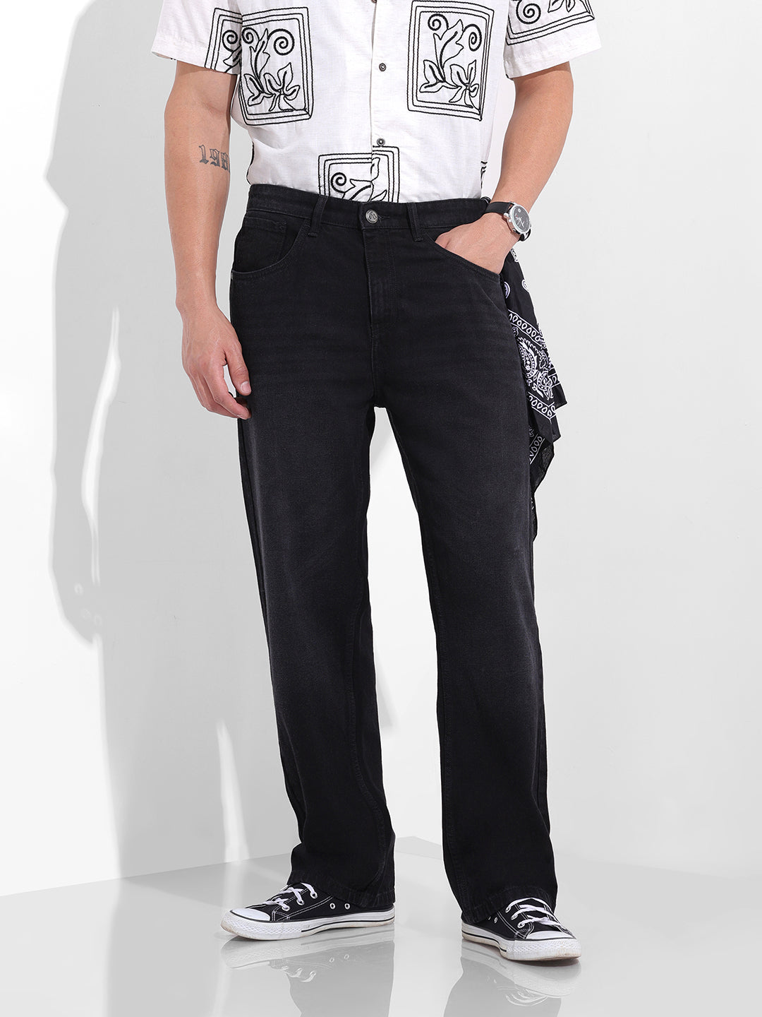 Men's Black Relaxed Fit Casual Jeans