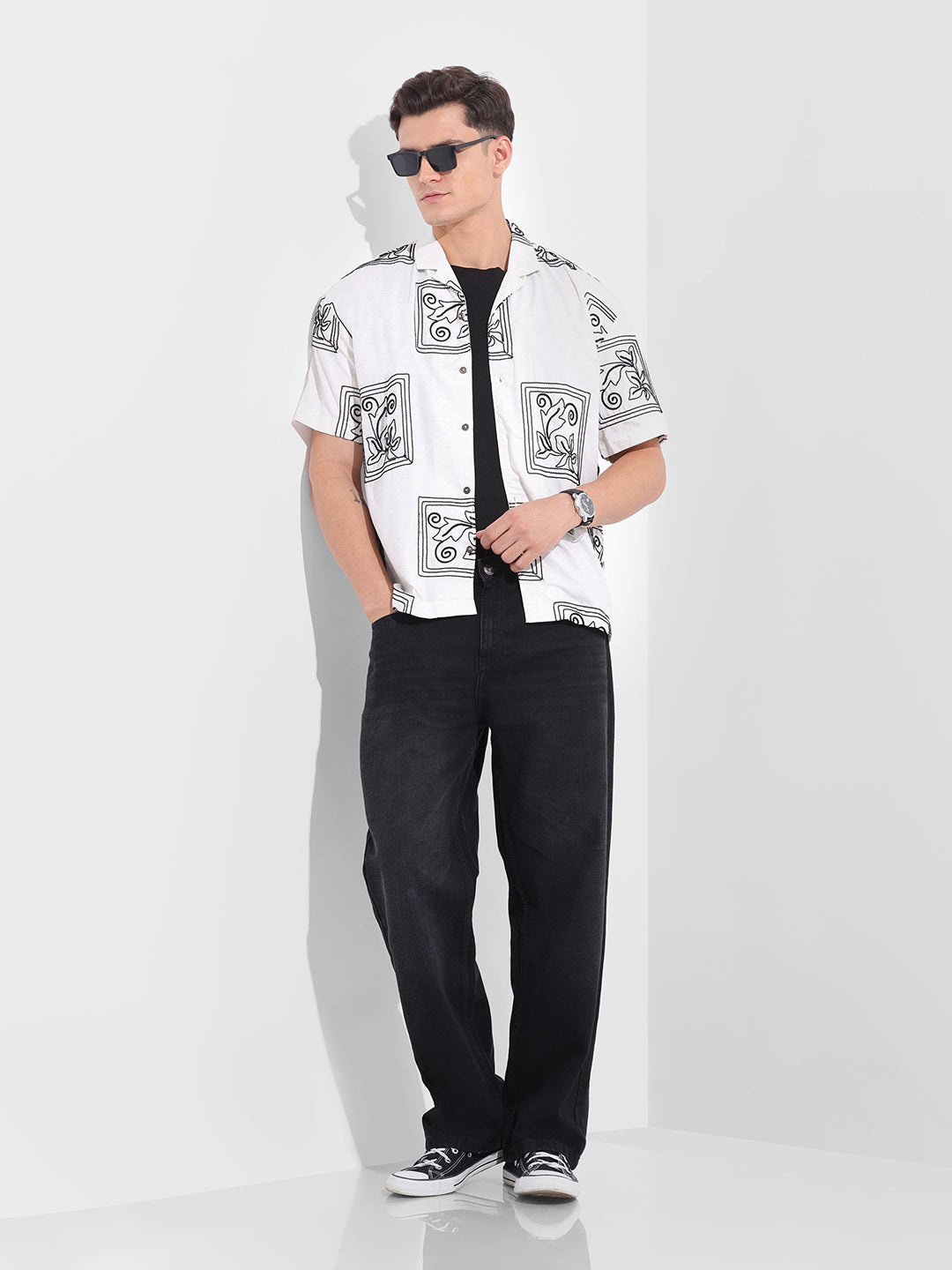 Men's Black Relaxed Fit Casual Jeans