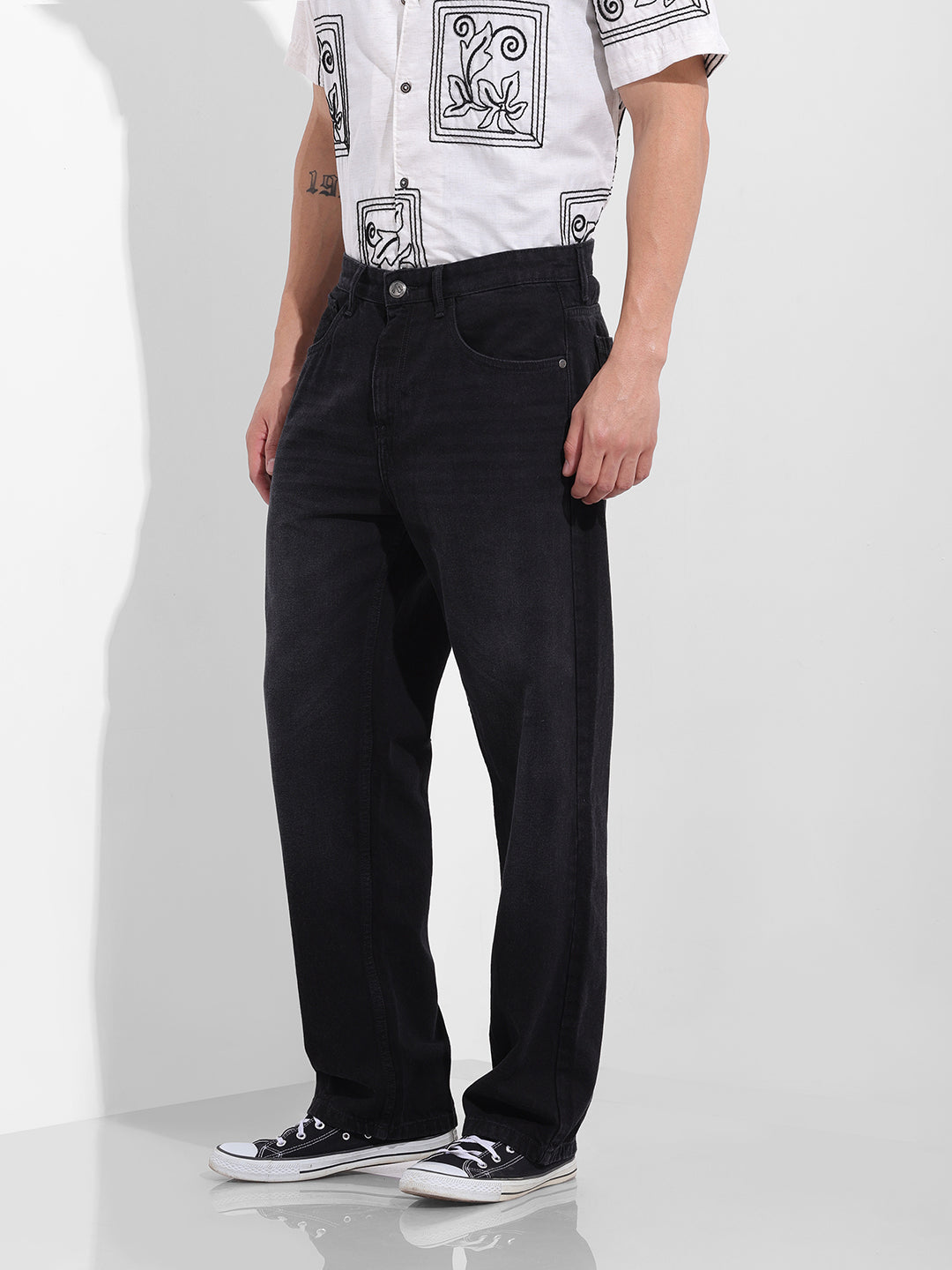Men's Black Relaxed Fit Casual Jeans