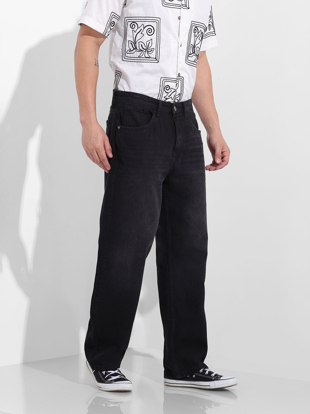 Men's Black Relaxed Fit Casual Jeans