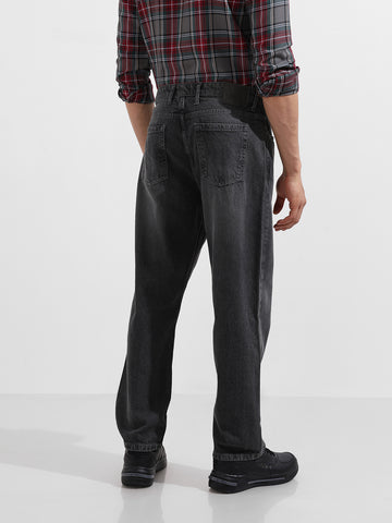 Men's Grey Relaxed Fit Solid Casual Jeans