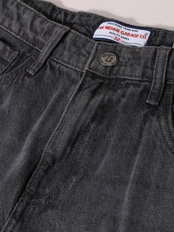 Men's Grey Relaxed Fit Solid Casual Jeans