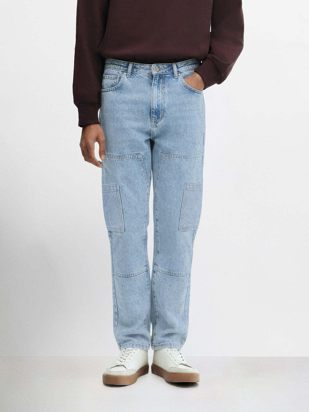 Men's Blue Regular Fit The Eternity Series Solid Jeans