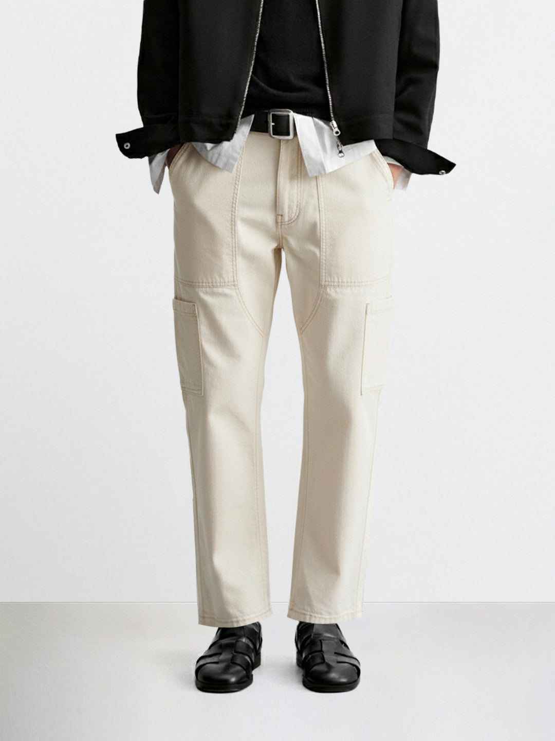 Men's White Regular Fit Solid Casual Jeans